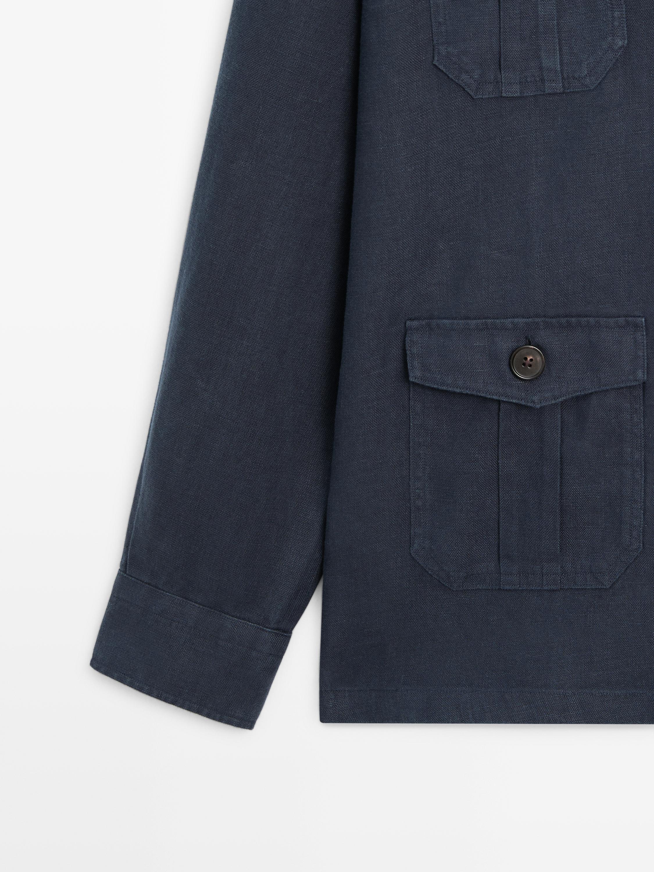 Heavy linen overshirt with pocket details